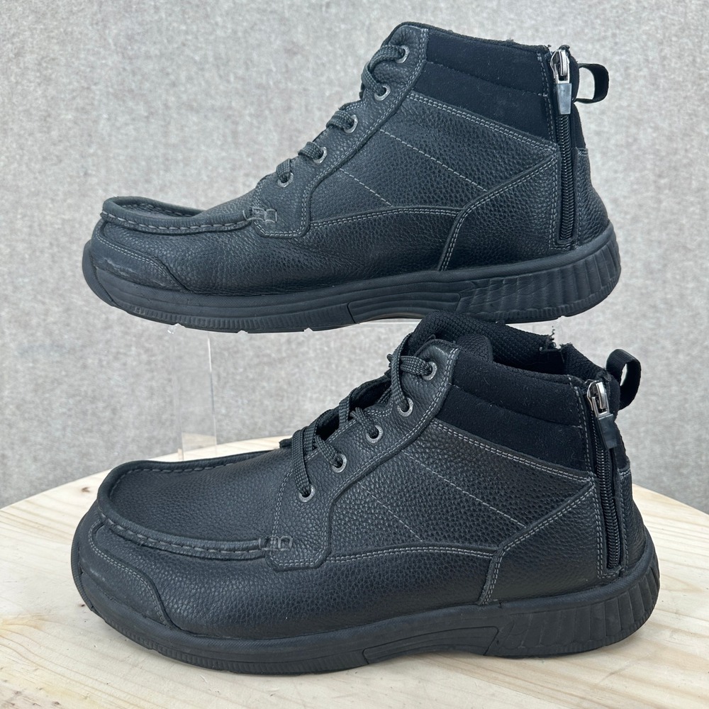 Orthofeet Ranger Boots Mens 12 XWIDE Black Leather Side Zip Orthopedic